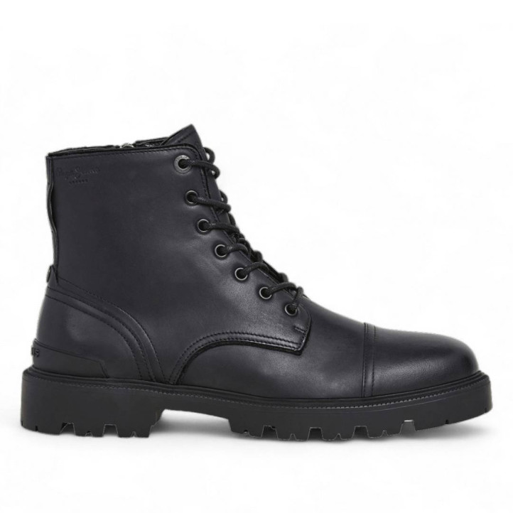 Botins Pepe Jeans ryan brit negres amb cordons i cremallera lateral - Querol online