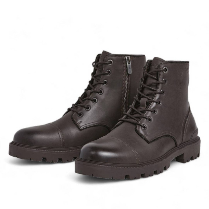 Botines Pepe Jeans ryan brit marrones con cordones y cremallera lateral - Querol online