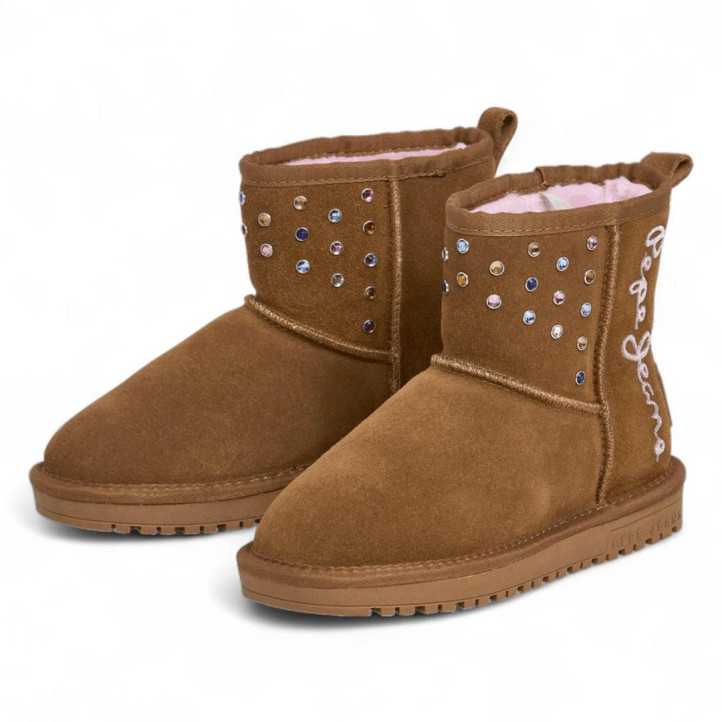 Botines Pepe Jeans diss studs marrones con tachuelas estilo australianas - Querol online