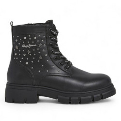 Botines Pepe Jeans lillie life negras con suela track y tachuelas de estrellas - Querol online