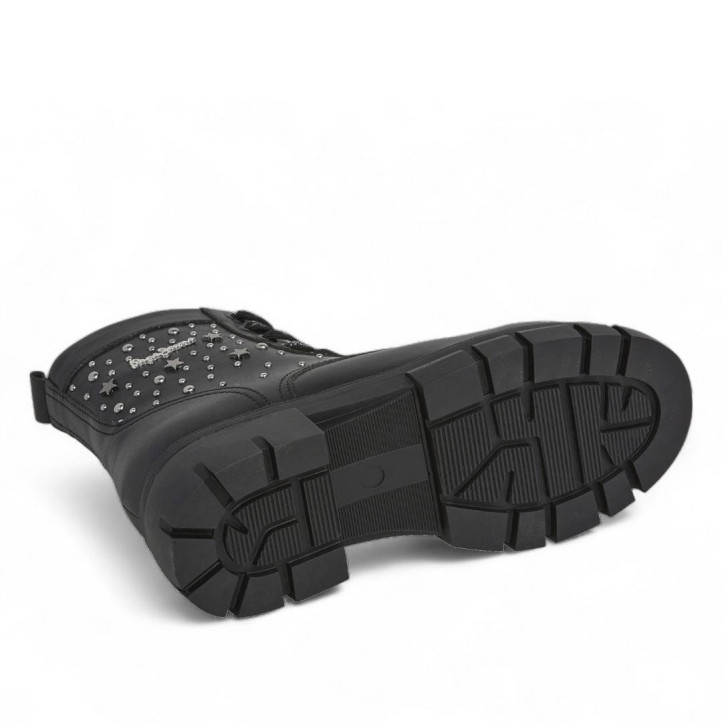 Botines Pepe Jeans lillie life negras con suela track y tachuelas de estrellas - Querol online