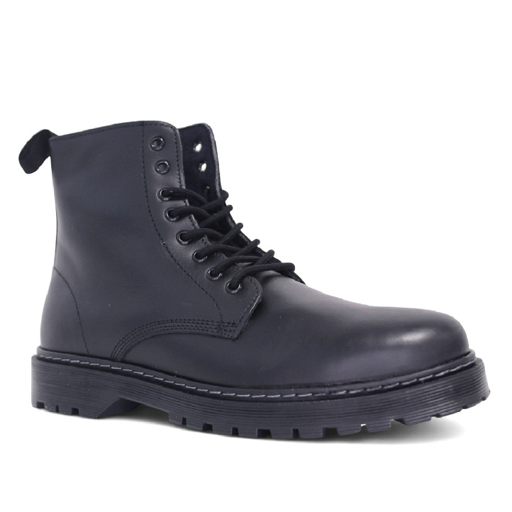 Botines Lobo elbrus negros estilo militar de piel - Querol online