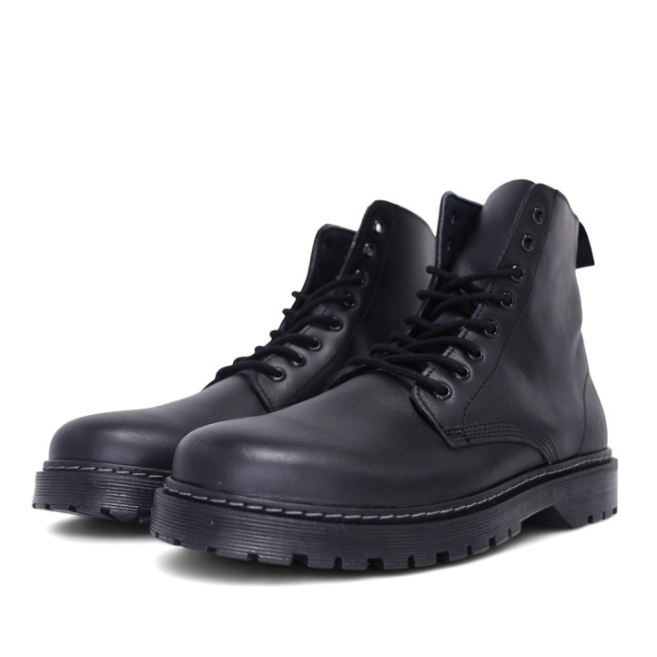 Botines Lobo elbrus negros estilo militar de piel - Querol online