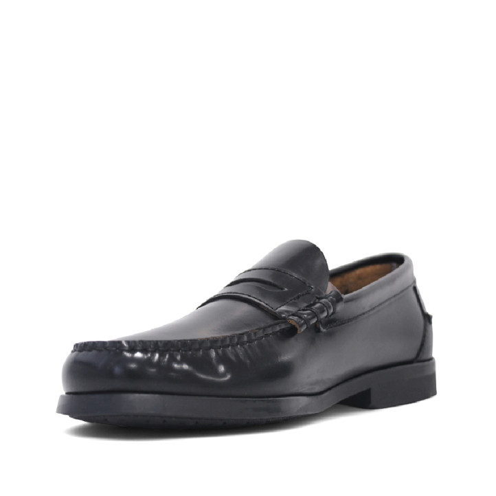 Zapatos vestir Lobo rift negros estilo mocasín penny loafer de piel - Querol online