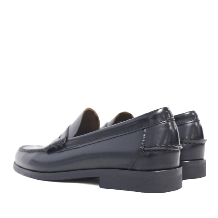 Zapatos vestir Lobo rift negros estilo mocasín penny loafer de piel - Querol online