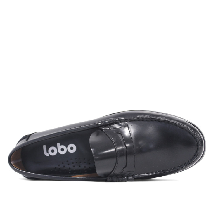 Sabates vestir Lobo rift negres estil mocasí penny loafer de pell - Querol online
