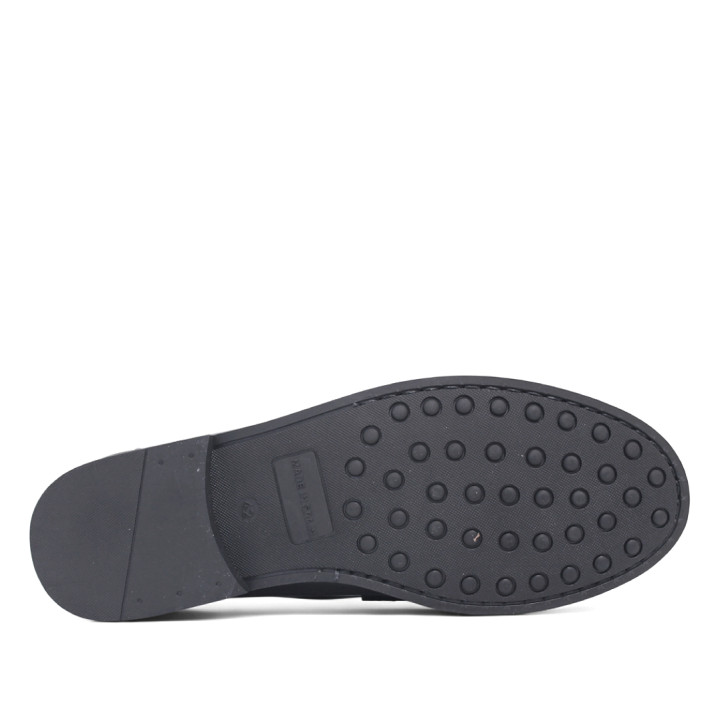 Zapatos vestir Lobo rift negros estilo mocasín penny loafer de piel - Querol online