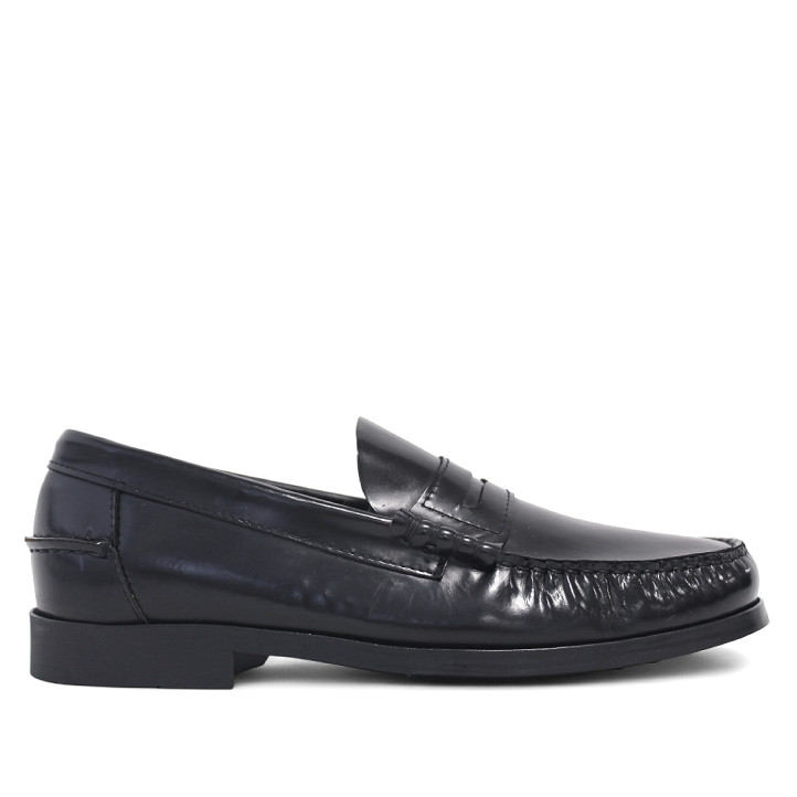 Sabates vestir Lobo rift negres estil mocasí penny loafer de pell - Querol online