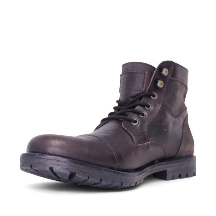 Botines Lobo garda marrones con paneles en diferentes acabados de piel - Querol online