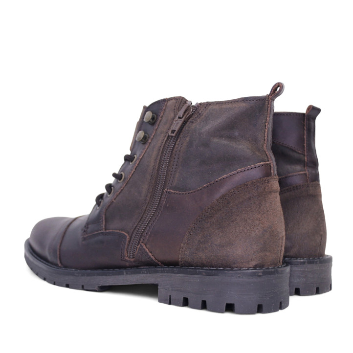 Botins Lobo garda marrons amb panells en diferents acabats de pell - Querol online