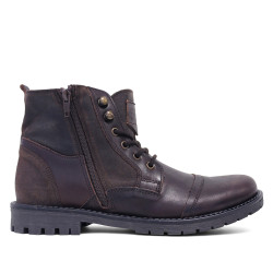 Botines Lobo garda marrones con paneles en diferentes acabados de piel - Querol online