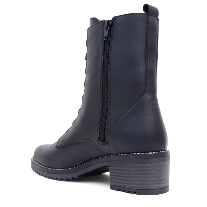 Botins de taló Redlove celestina negres amb cordons elàstics i cremallera de pell - Querol online