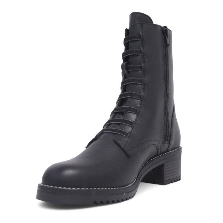 Botins de taló Redlove celestina negres amb cordons elàstics i cremallera de pell - Querol online