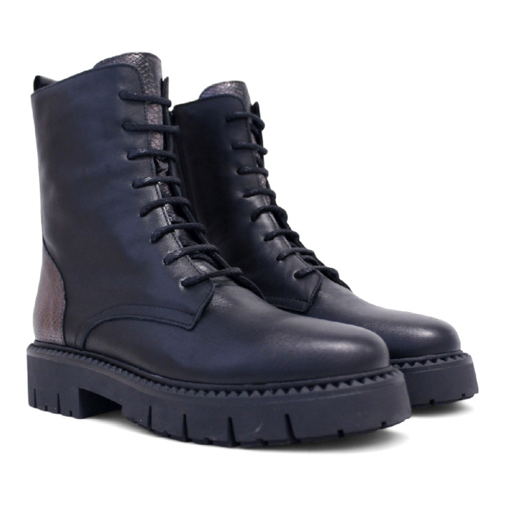 Botines planos Redlove macarena negros con panel efecto serpiente de piel - Querol online