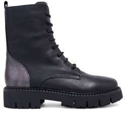 Botines planos Redlove macarena negros con panel efecto serpiente de piel - Querol online