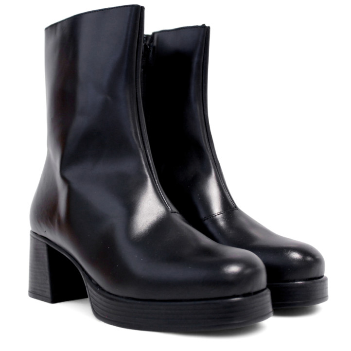 Botins de taló Redlove amira negres amb taló ample de pell - Querol online