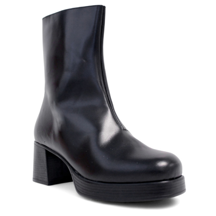 Botines tacón Redlove amira negros con tacón ancho de piel - Querol online