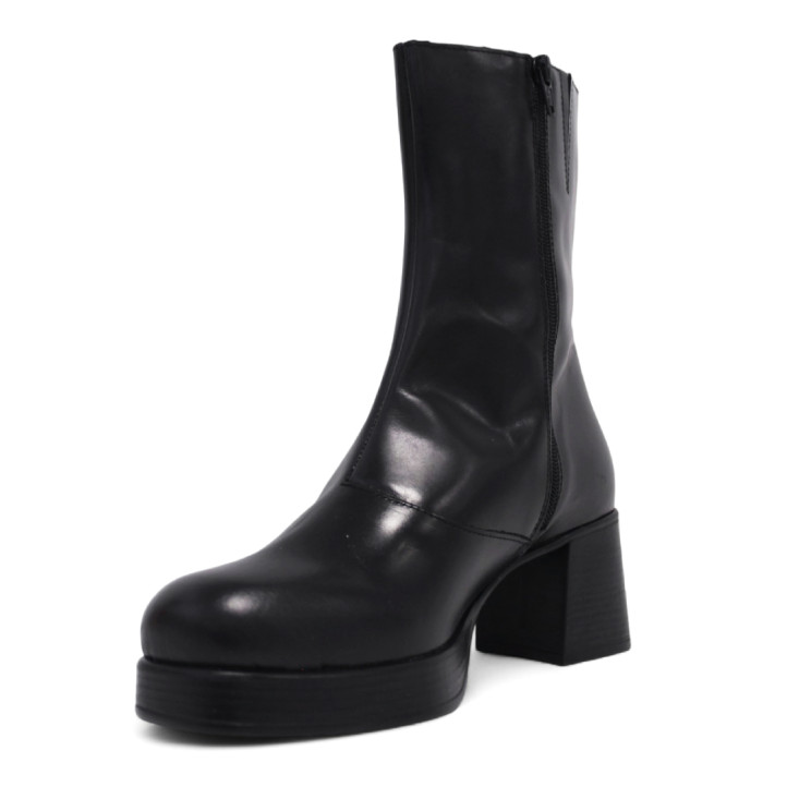 Botines tacón Redlove amira negros con tacón ancho de piel - Querol online