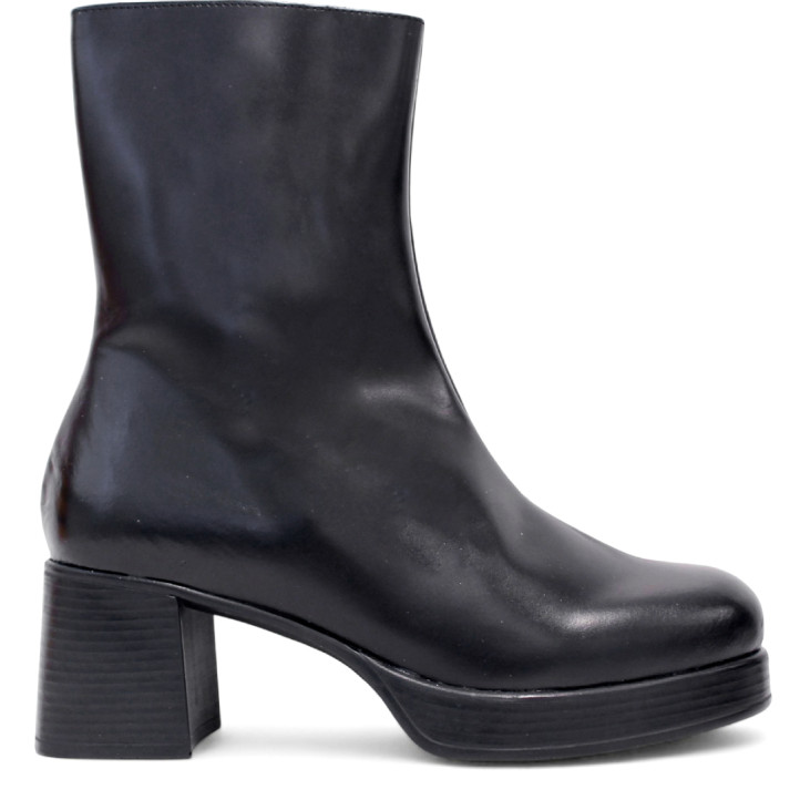 Botines tacón Redlove amira negros con tacón ancho de piel - Querol online