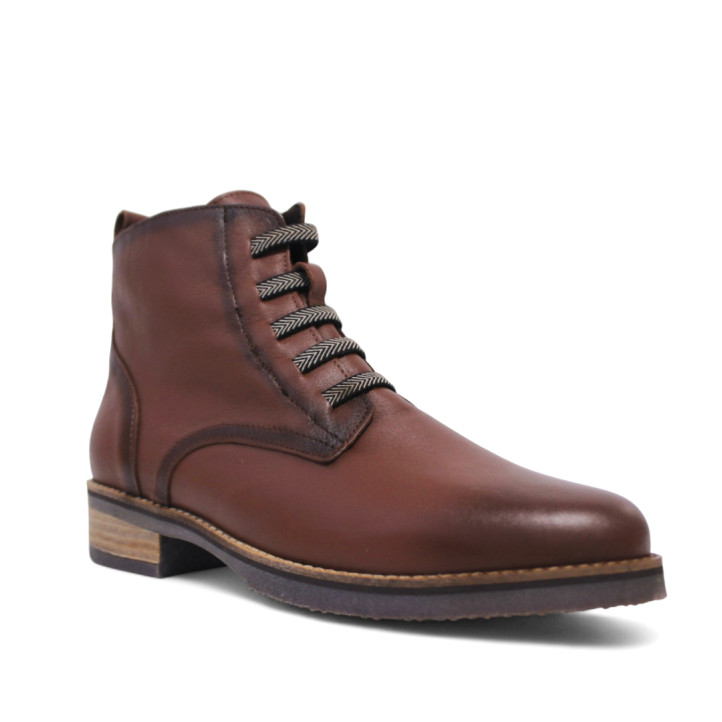 Botins plans Redlove indira marrons amb cordons elàstics de pell - Querol online