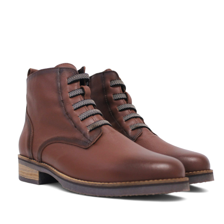 Botins plans Redlove indira marrons amb cordons elàstics de pell - Querol online