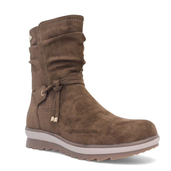 Botines planos ETIKA anger marrones con caña arrugada - Querol online