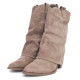 Botas tacón ETIKA anna taupe estilo cowboy polaina - Querol online