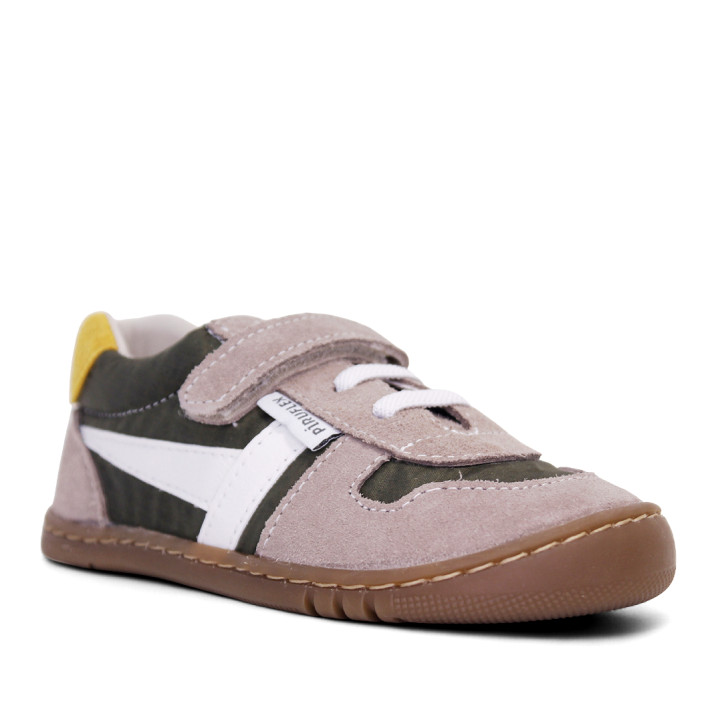 Zapatillas deporte Pirufin verdes y grises con cordones elásticos y velcro respetuosas - Querol online