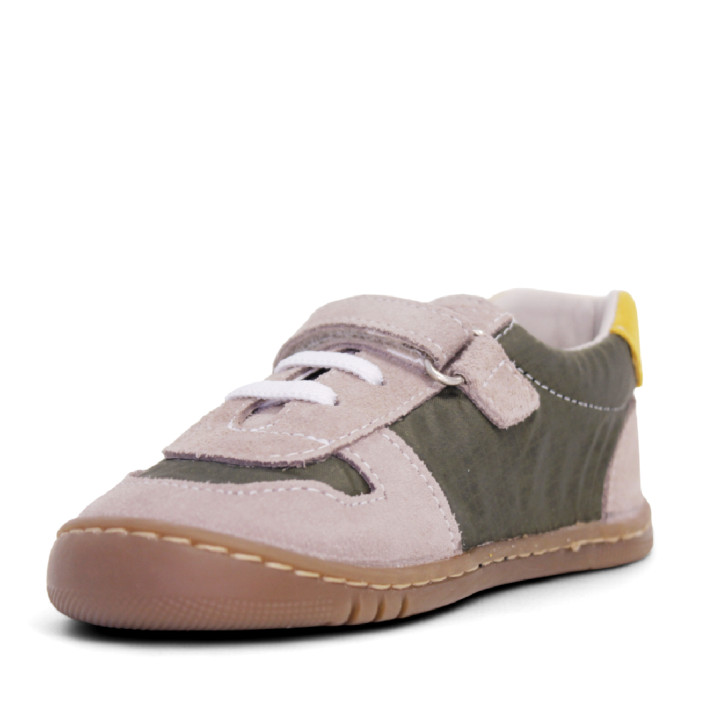 Zapatillas deporte Pirufin verdes y grises con cordones elásticos y velcro respetuosas - Querol online