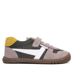 Zapatillas deporte Pirufin verdes y grises con cordones elásticos y velcro respetuosas - Querol online