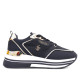 Zapatillas cuña U.S. POLO ASSN. sophie mix negras con detalles blancos y dorados - Querol online
