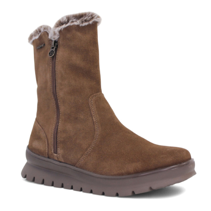 Botines planos Treintas marrones con cremallera lateral exterior de piel waterproof - Querol online