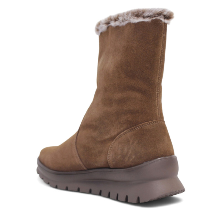 Botines planos Treintas marrones con cremallera lateral exterior de piel waterproof - Querol online