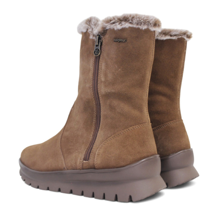 Botines planos Treintas marrones con cremallera lateral exterior de piel waterproof - Querol online