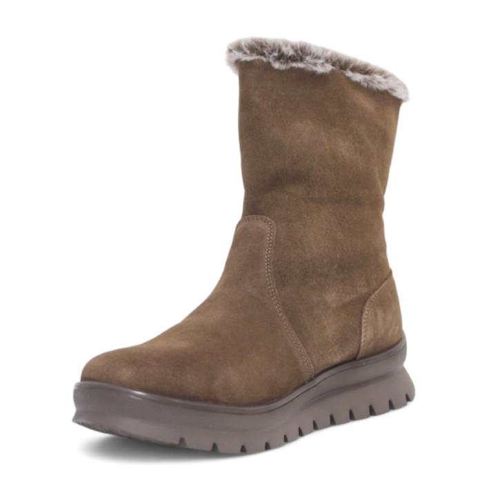 Botines planos Treintas marrones con cremallera lateral exterior de piel waterproof - Querol online