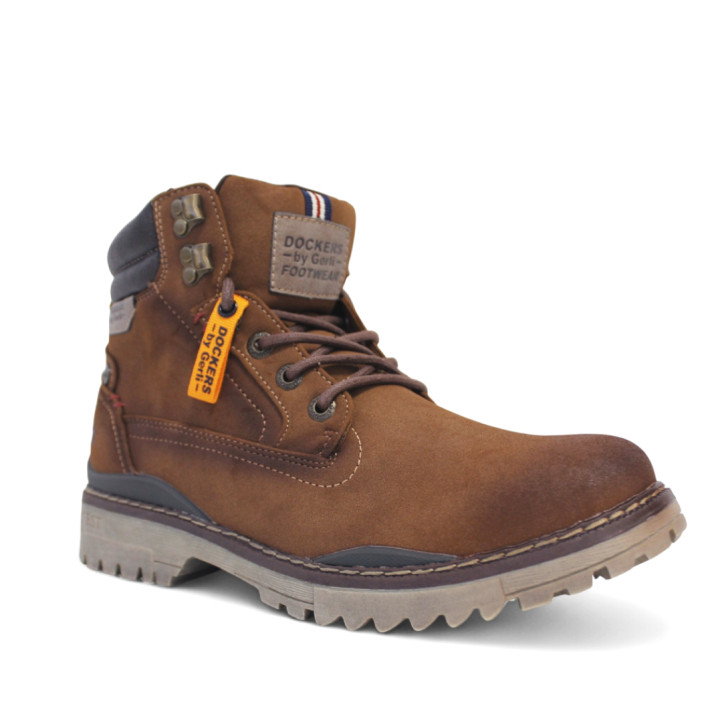 Botines DOCKERS marrones con etiqueta colgante naranja - Querol online
