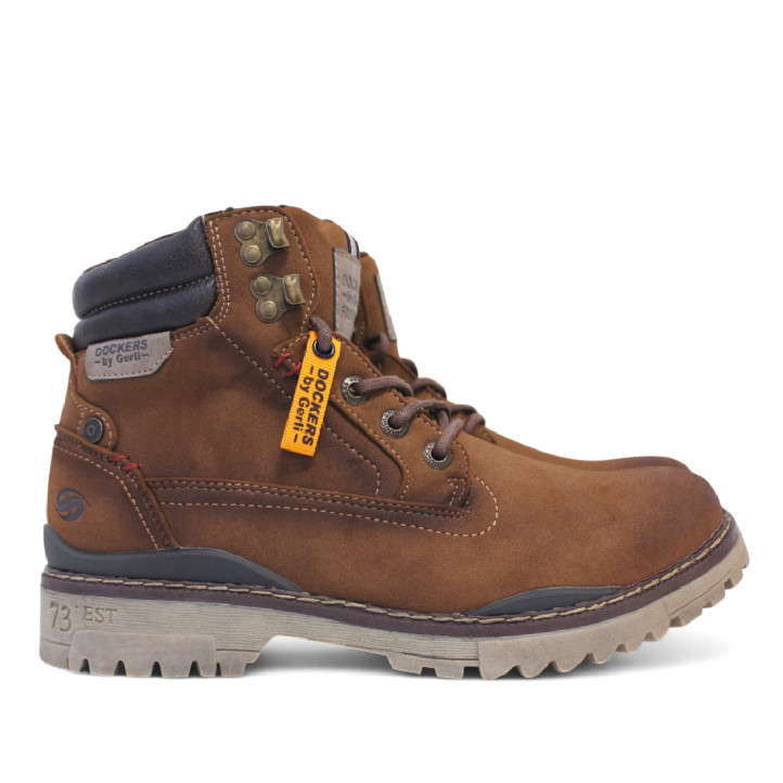 Botines DOCKERS marrones con etiqueta colgante naranja - Querol online
