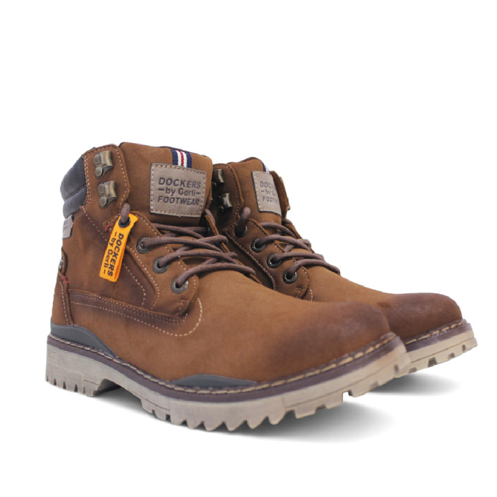 Botines DOCKERS marrones con etiqueta colgante naranja - Querol online