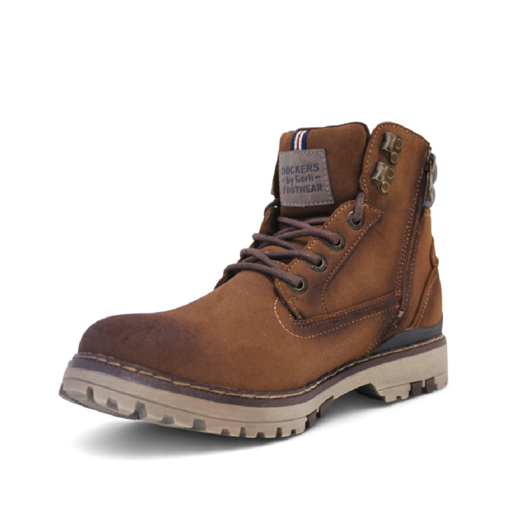 Botines DOCKERS marrones con etiqueta colgante naranja - Querol online