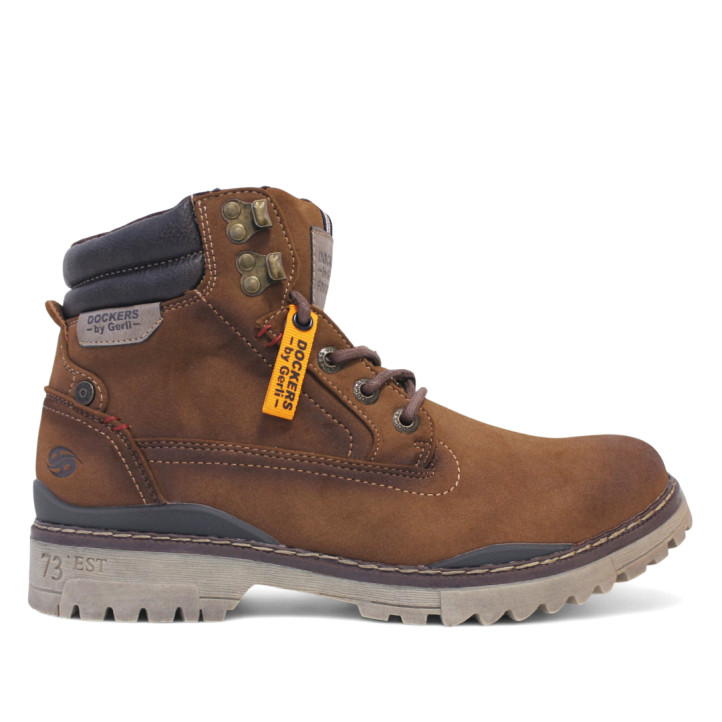 Botines DOCKERS marrones con etiqueta colgante naranja - Querol online