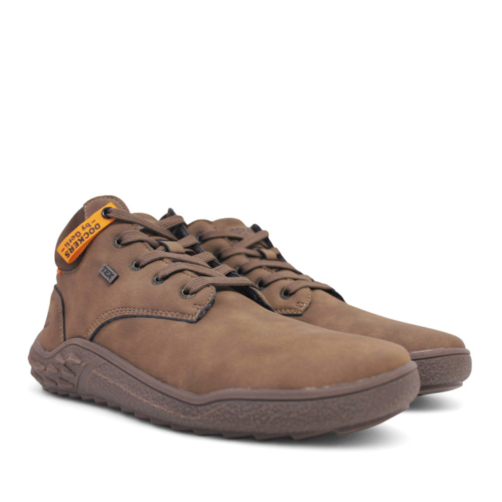 Botines DOCKERS marrones con cordones y etiqueta colgante naranja - Querol online