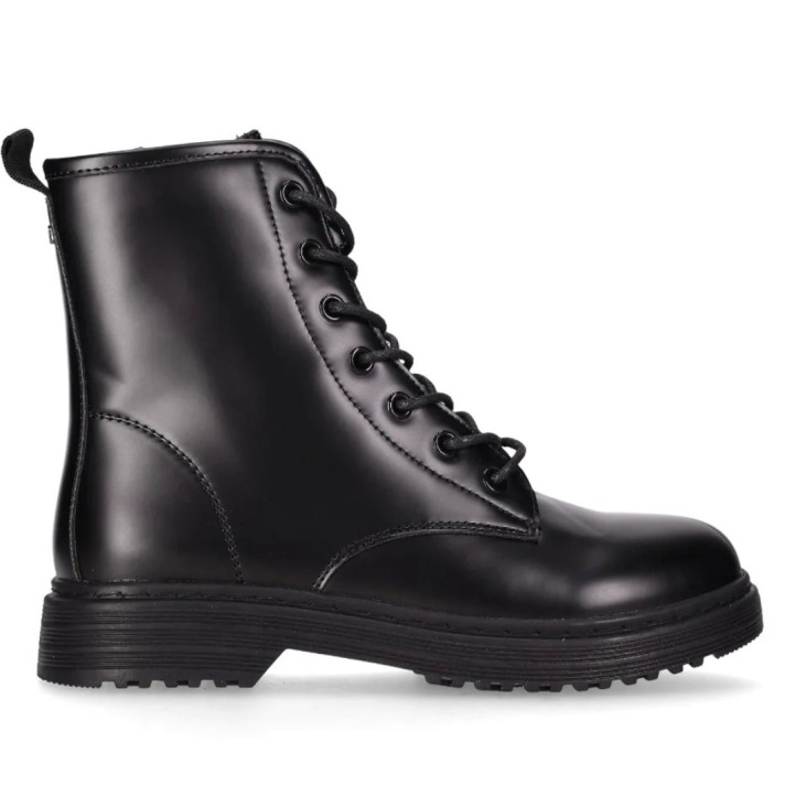 Botines planos Chika 10 filadelfia 01 negras estilo militar - Querol online