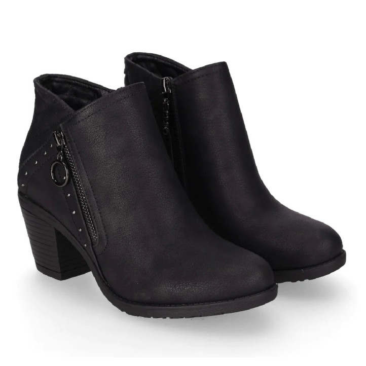 Botines tacón Chika 10 kurazo 40 negros con combinación de tejidos - Querol online
