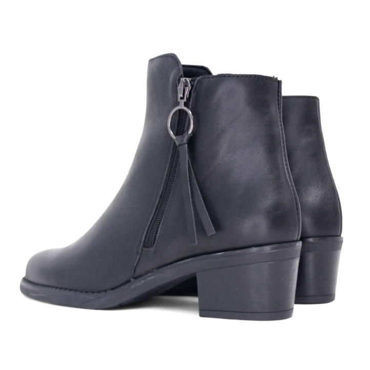 Botines tacón Redlove esmeralda negros con tirador redondo de piel - Querol online