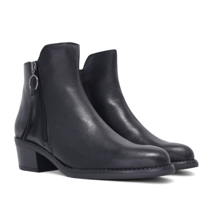 Botines tacón Redlove esmeralda negros con tirador redondo de piel - Querol online