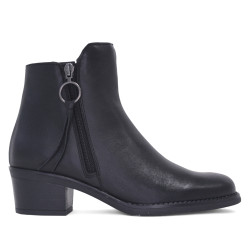 Botines tacón Redlove esmeralda negros con tirador redondo de piel - Querol online