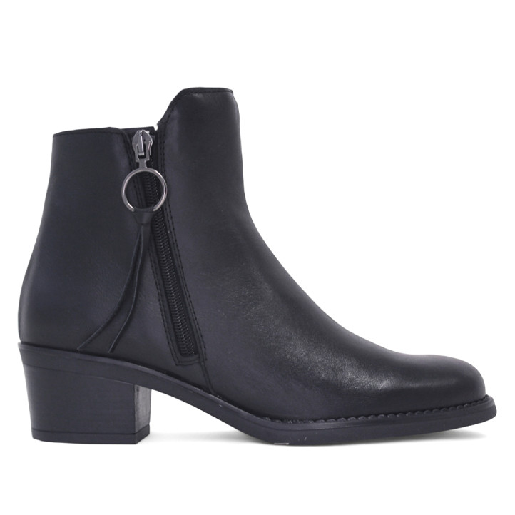 Botines tacón Redlove esmeralda negros con tirador redondo de piel - Querol online