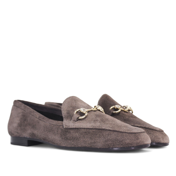 Mocassí Redlove yaiza taupe amb detall daurat a empenye de pell - Querol online