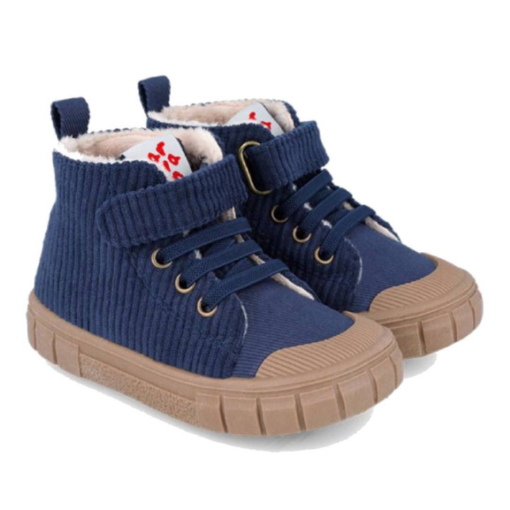 Botines Garvalin 251330 azules de pana con suela caramelo respetuosos - Querol online