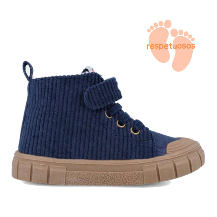 Botines Garvalin 251330 azules de pana con suela caramelo respetuosos - Querol online